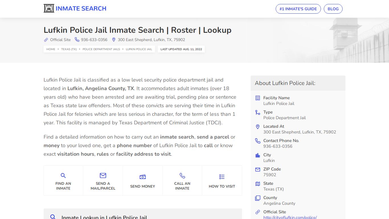 Lufkin Police Jail Inmate Search | Roster | Lookup