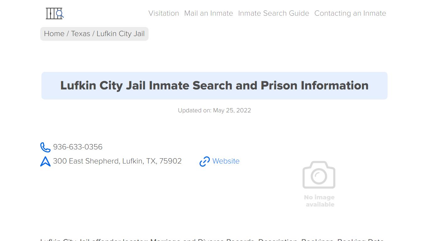 Lufkin City Jail Inmate Search, Visitation, Phone no ...